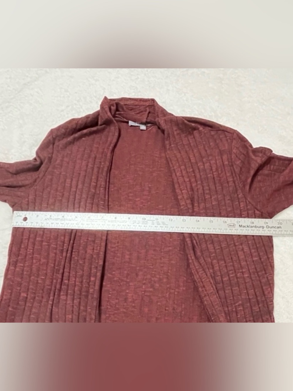 Lisa Rinna Collection Burgundy Longline Ribbed Cardigan Size S Cozy Fall Capsule - Picture 5 of 8